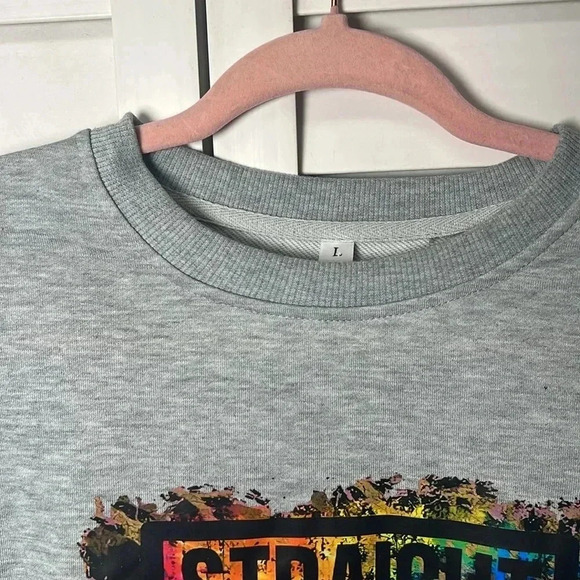 Straight Outta the 80’s Leopard Print Crewneck Sweatshirt Size Large Gray - Picture 4 of 7